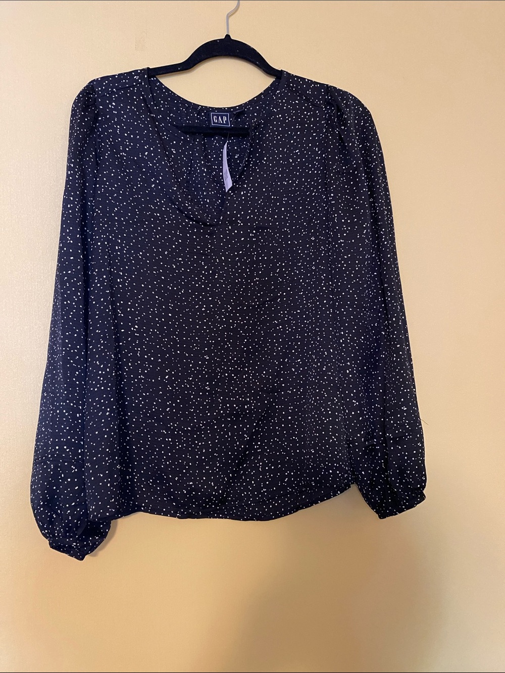 GAP Black Blouse with White Dot Print